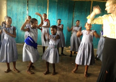 AV Celia and class dancing at Busesa School